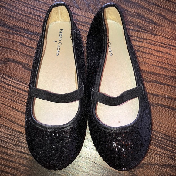 girls black sparkle shoes
